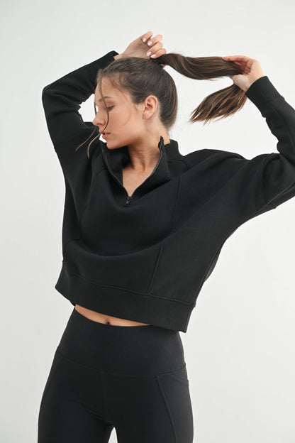 Princess Seam Quarter Zip Pullover Sweatshirt