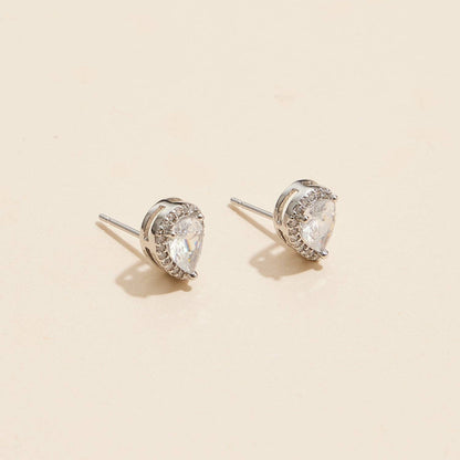 Pear-Shaped Cubic Zirconia Stud Earrings