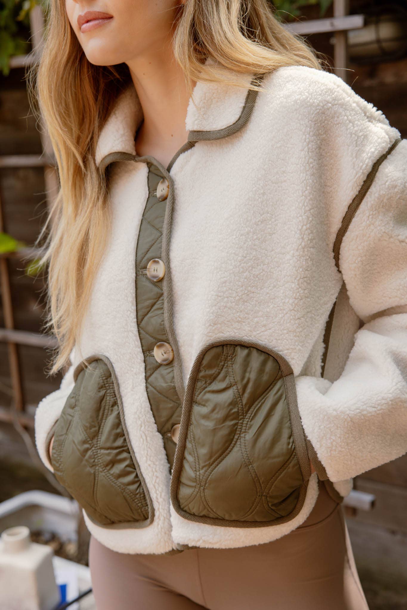 Faux Shearling Button Down Jacket