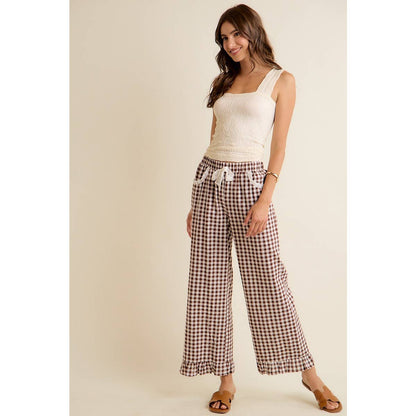 Gingham Ruffled Pull on Pant