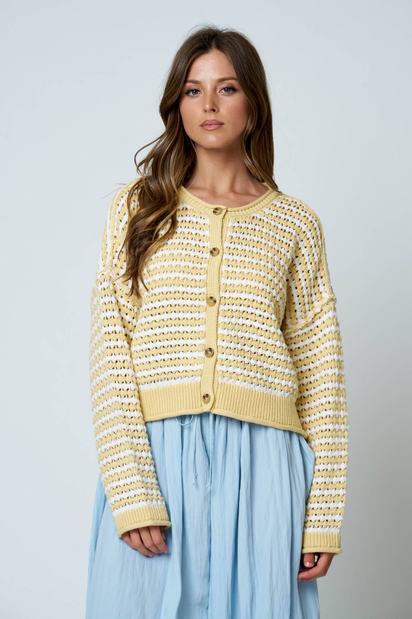 Textured Stripe Crochet Cardigan