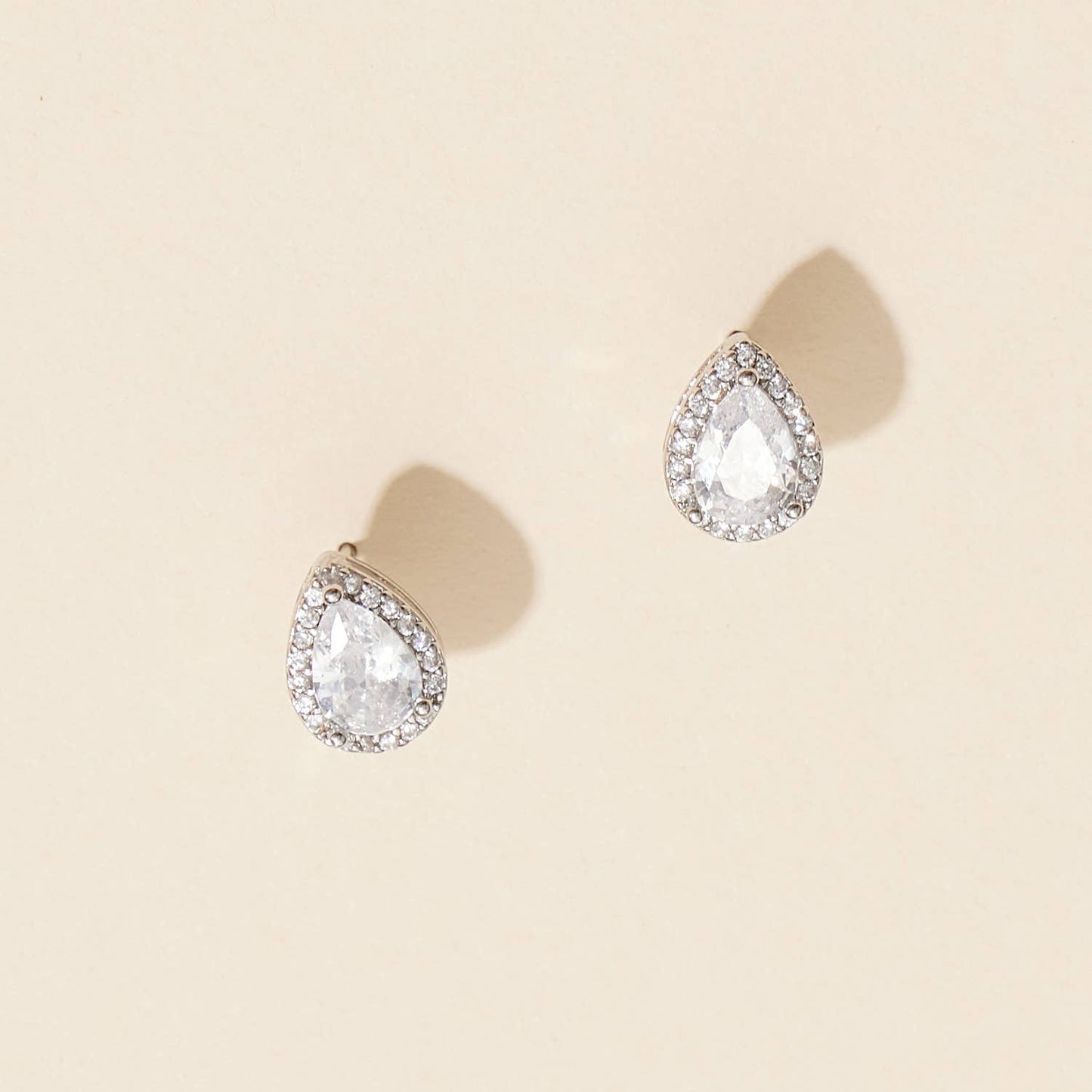 Pear-Shaped Cubic Zirconia Stud Earrings