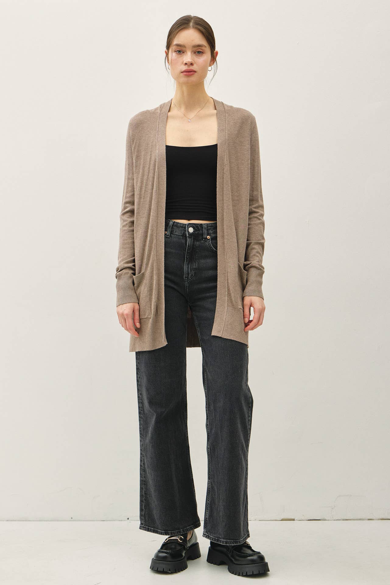 Viscose Open Front Essential Cardigan