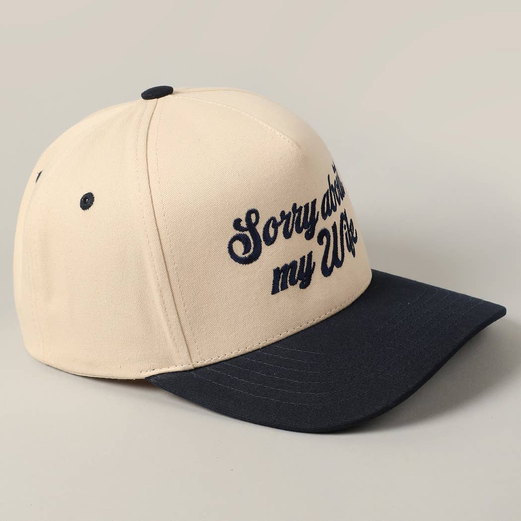 Sorry About My Wife Embroidery Two-Tone Canvas Cap