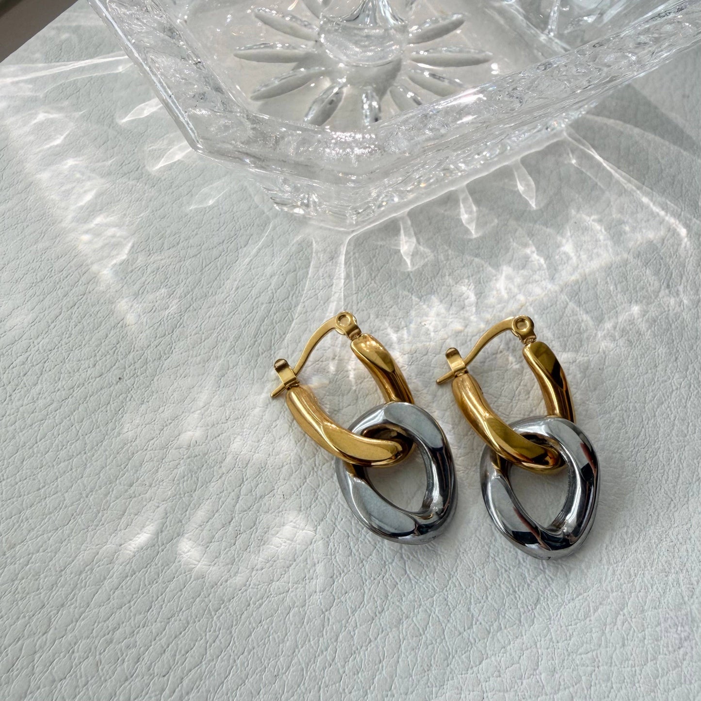 Two Tone Convertible Hoop Earrings | Waterproof, Stainless