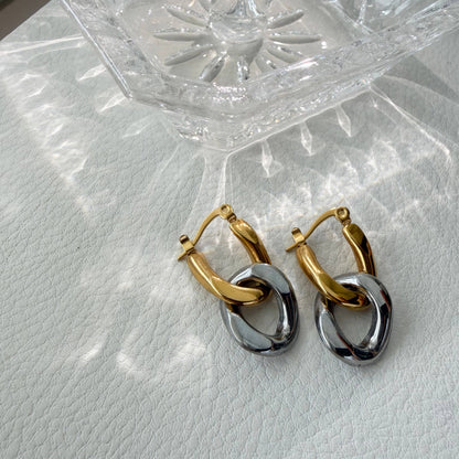 Two Tone Convertible Hoop Earrings | Waterproof, Stainless