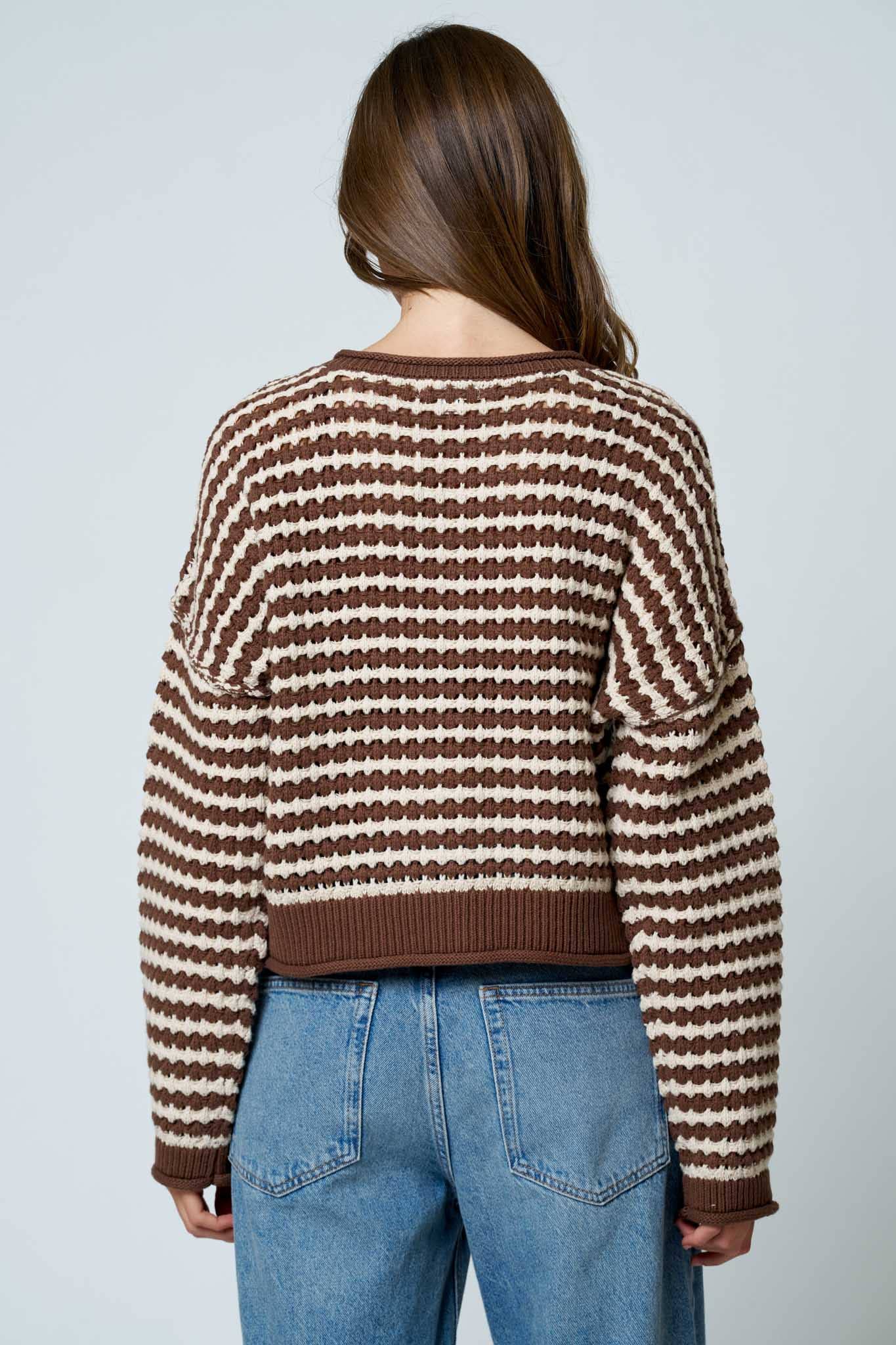 Textured Stripe Crochet Cardigan