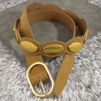 Suede Oval Concho Buckle Belt