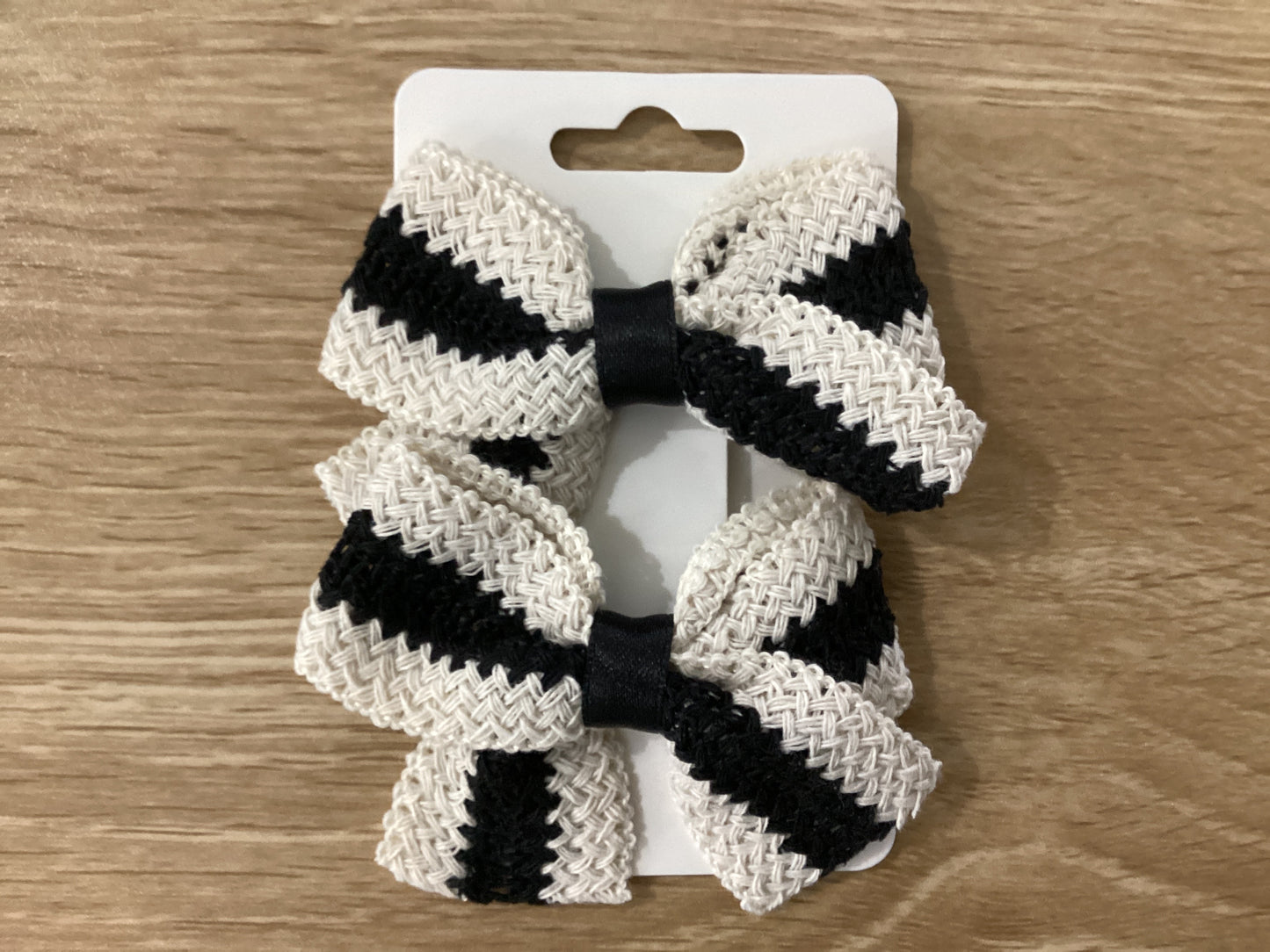 Black & Cream Knit Bow