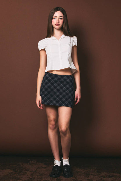Mid Waisted Check Mini Skort