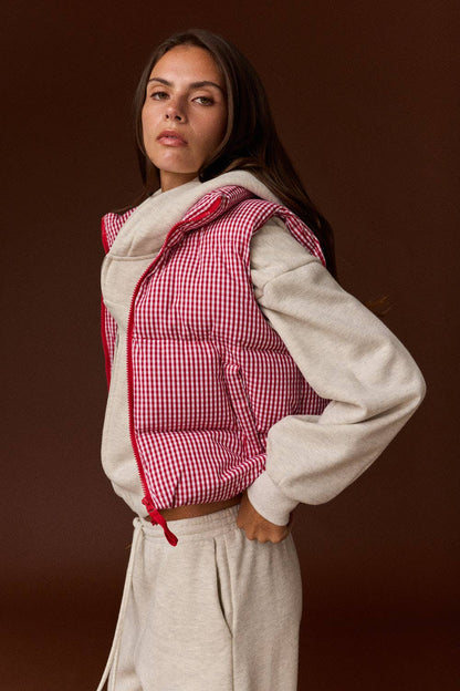 Gingham Puffer Vest