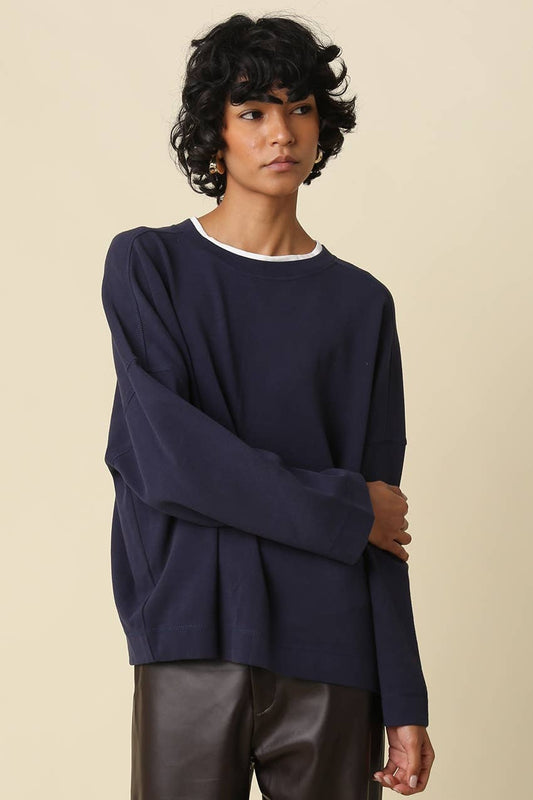 Jamie Contrast Round Neck Knit Top