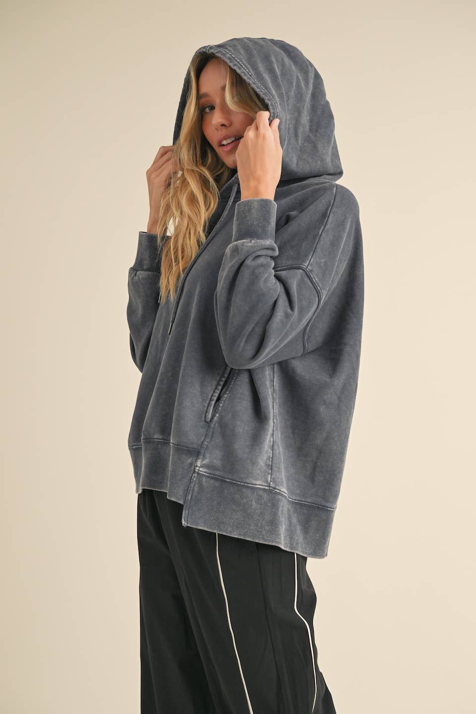 Mineral Wash Oversized Pullover Hoodie