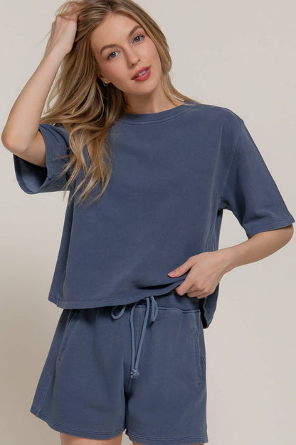 Hort Dolman Sleeve Garment Washed Terry Top