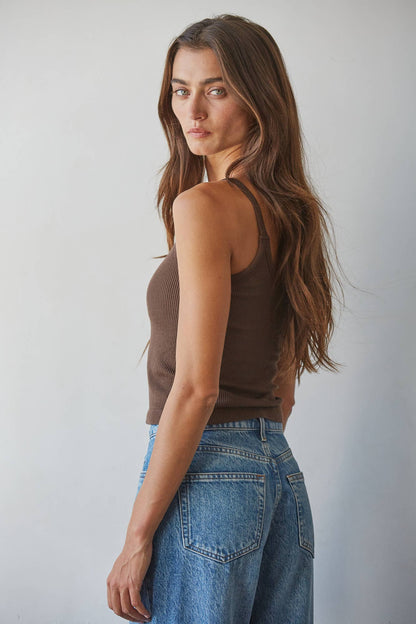 Seamless Ribbed Tank with Inner Padded Lining
