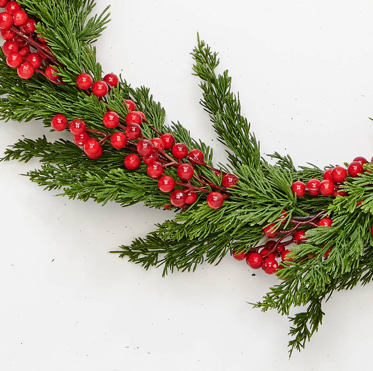 65" Red Berries Cypress Garland