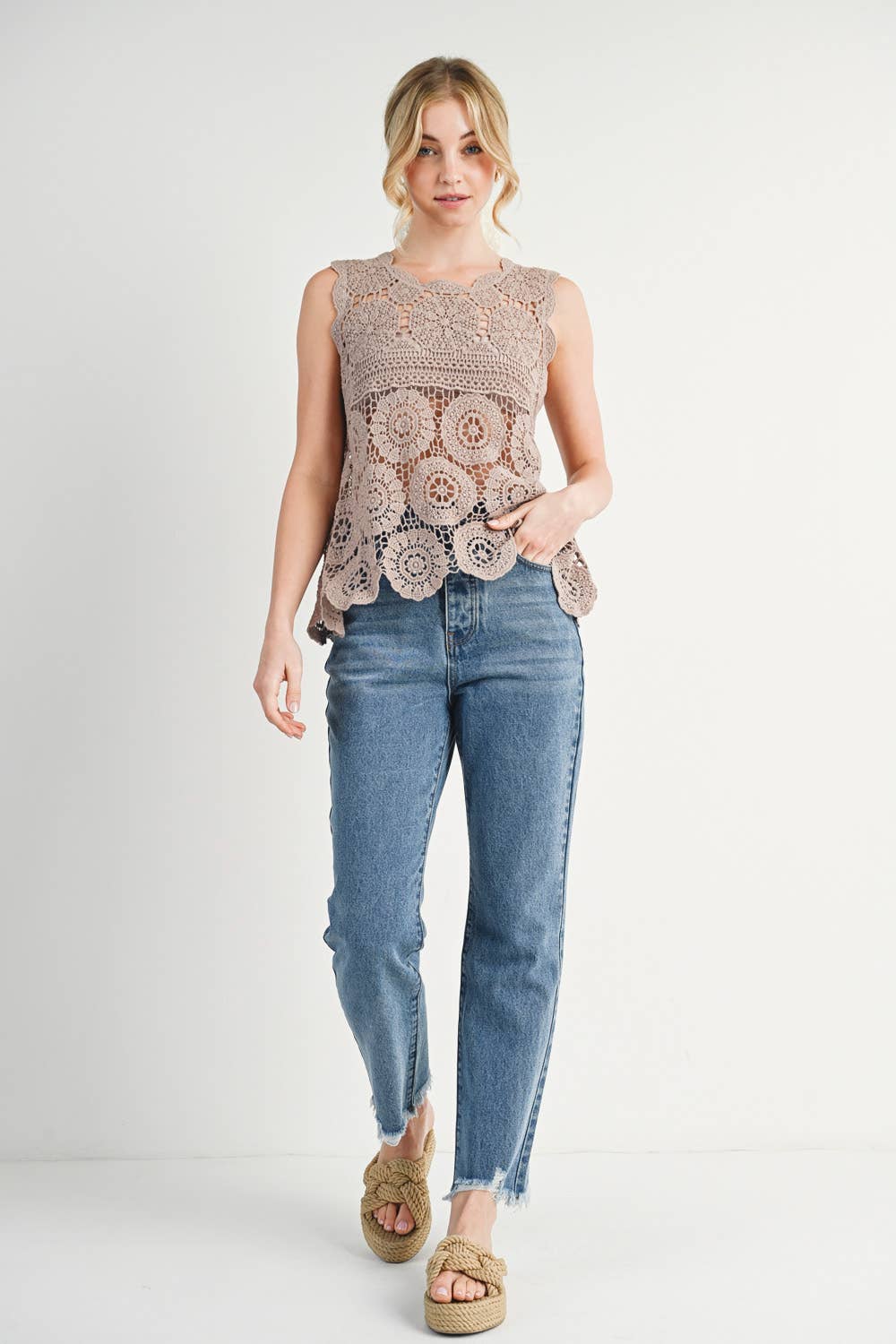 High Rise Straight: Leg Distressed Raw Hem