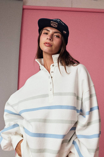 Addison Multi Color Stripe Snap Button Pullover