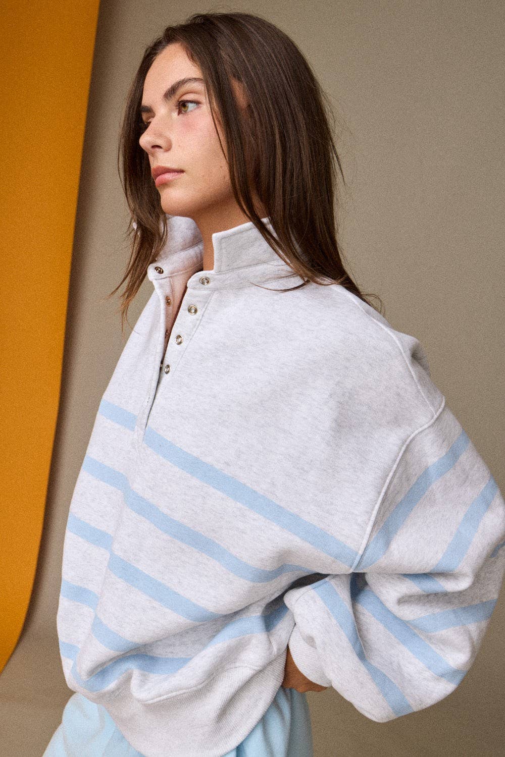 Addison Striped Snap Button Pullover