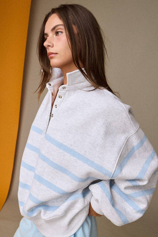 Addison Striped Snap Button Pullover