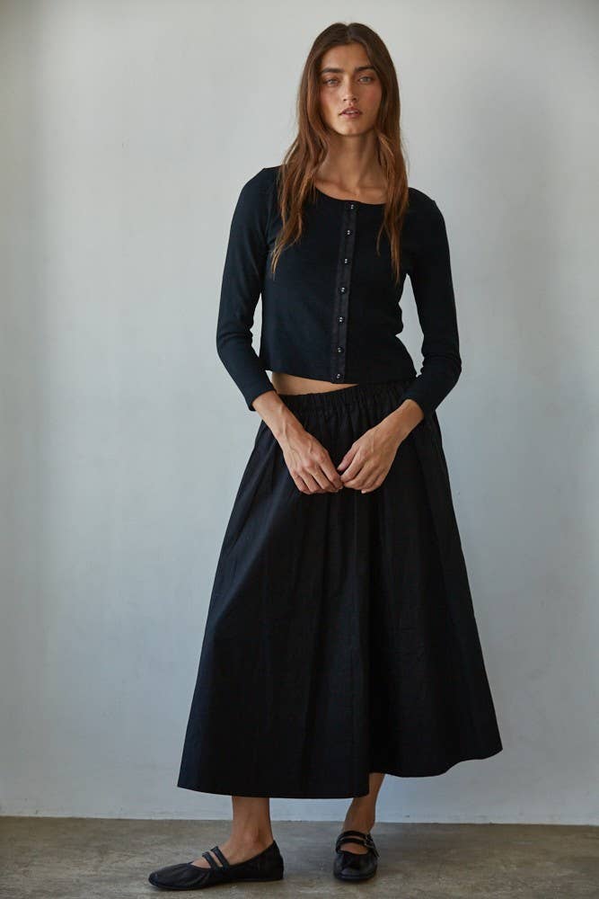 Knit Cotton Ribbed Sleeve Top