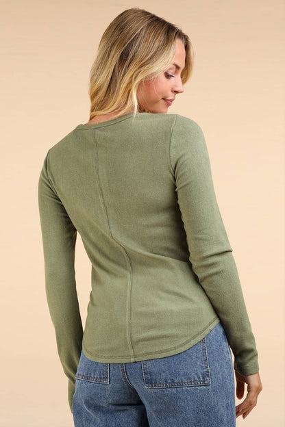 Soft Brushed Solid Knit Casual Top