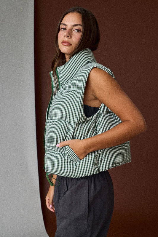 Gingham Puffer Vest