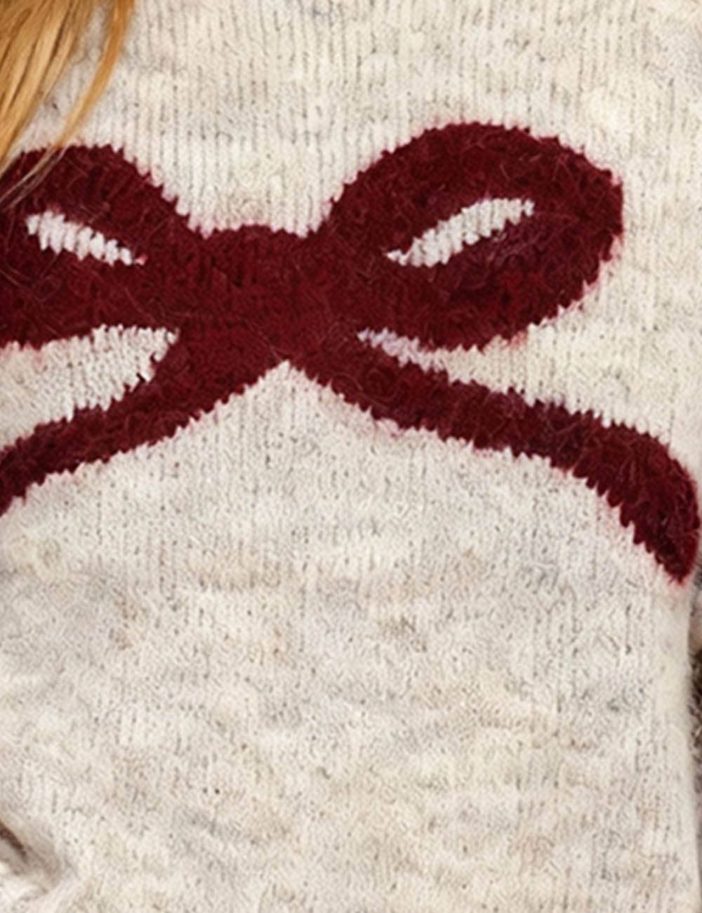 Ladies Ribbed Trim Knit Sweater