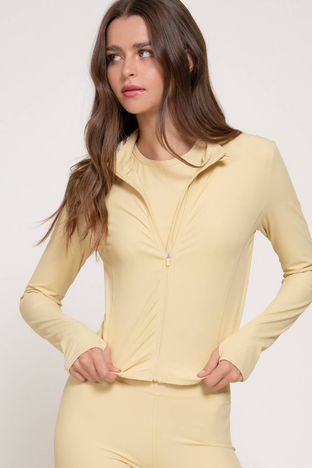 Long Sleeve Workout Jacket with Side Seam Detail