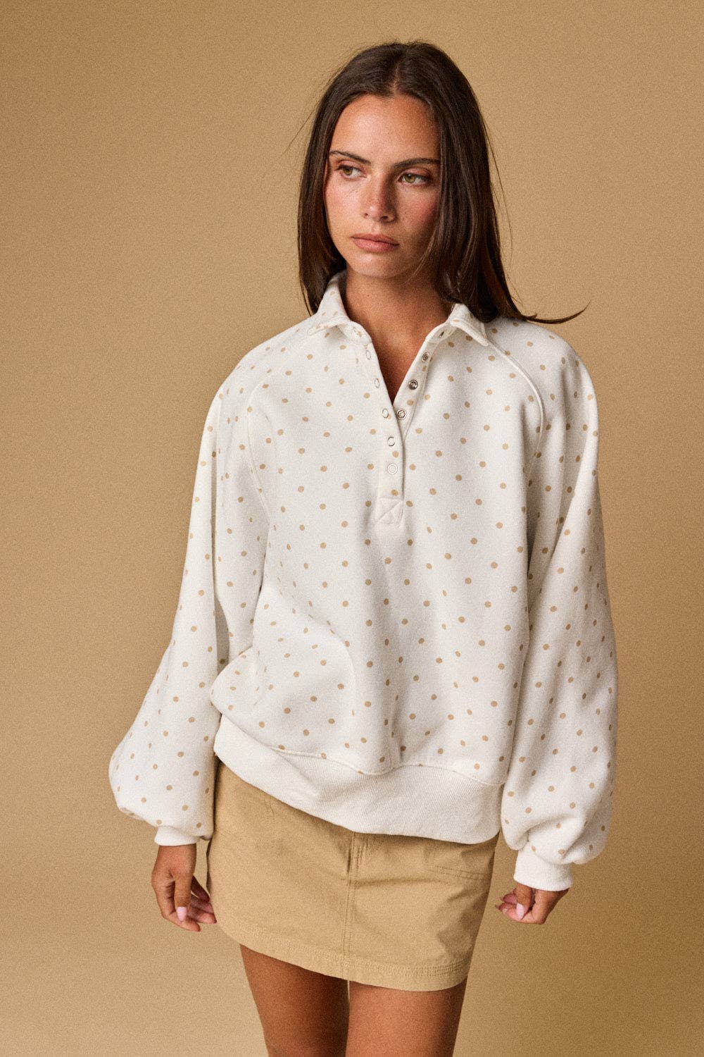 Addison Polka Dot Snap Button Pullover