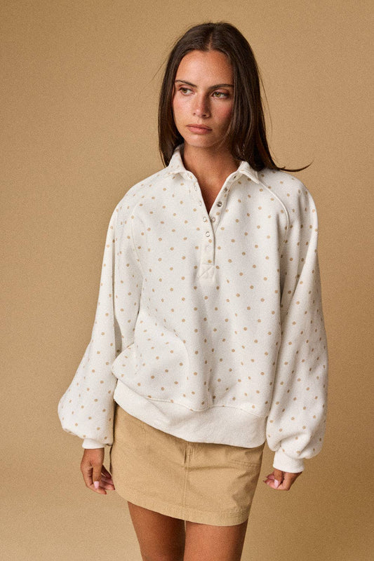 Addison Polka Dot Snap Button Pullover