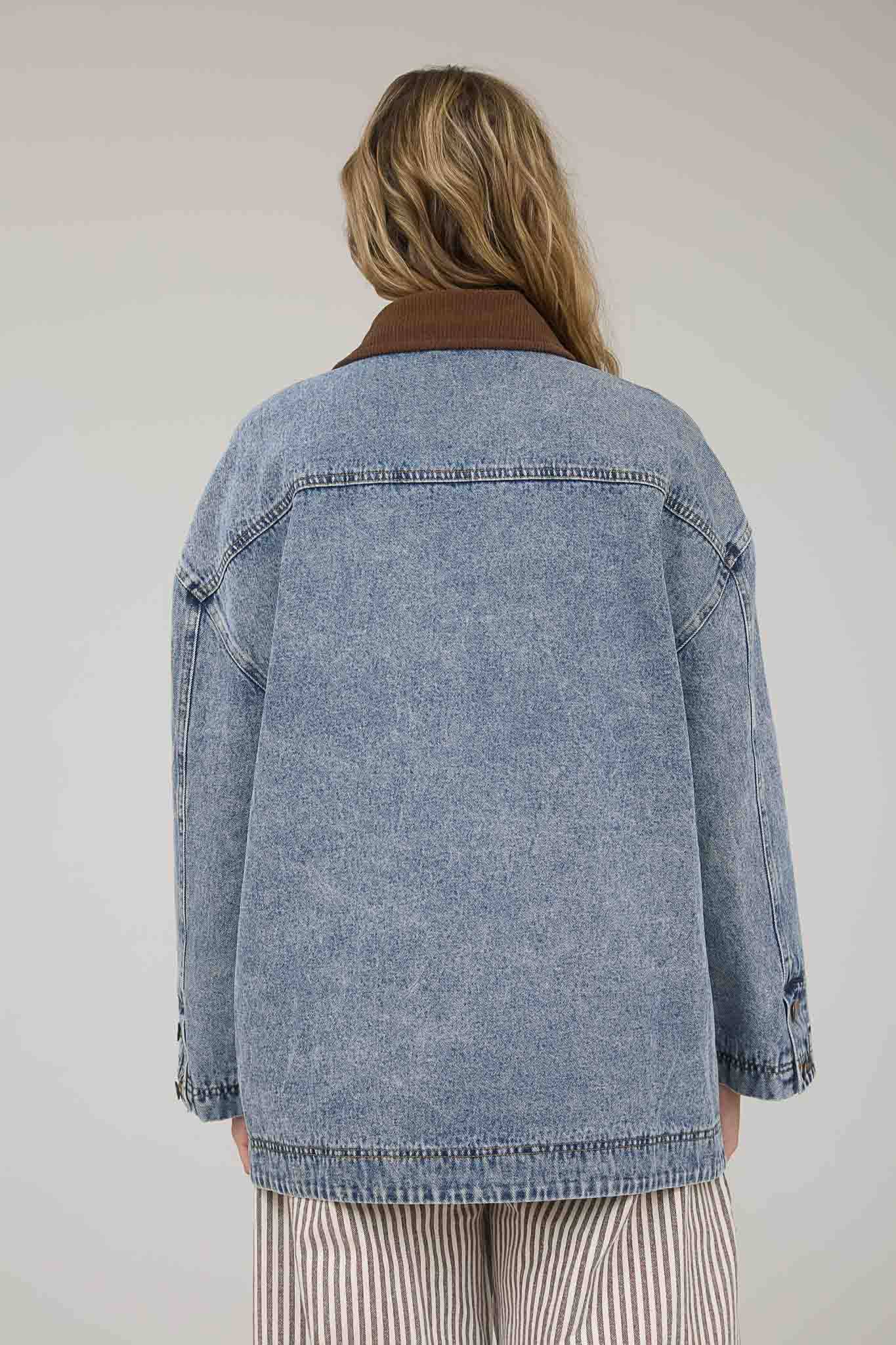 Contrast Collar Latch Hook Washed Jacket