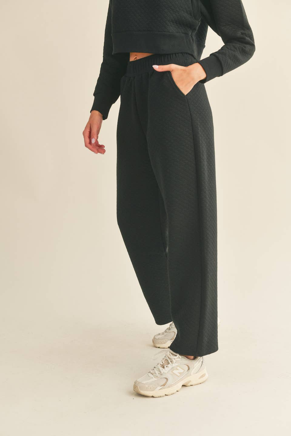 High Waist Quilted Wide Leg Pant