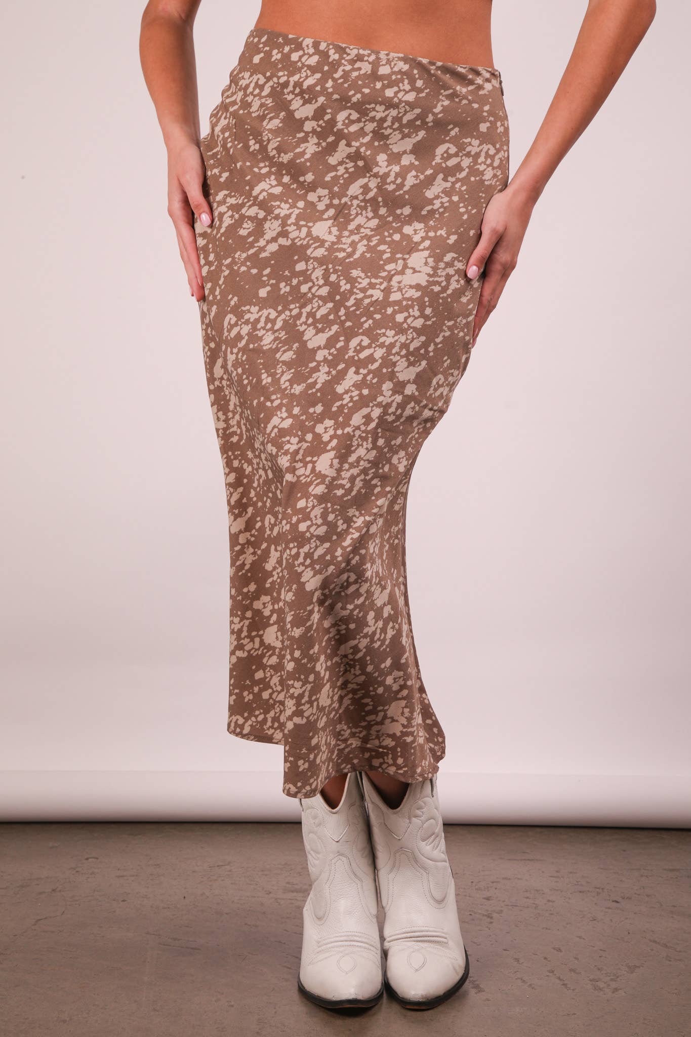 Leopard Printed Bias Cut Midi Skirt