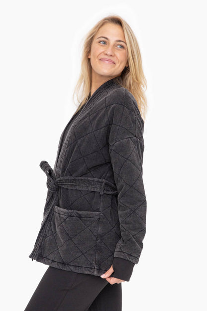Quilted Mineral Washed Wrap Jacket