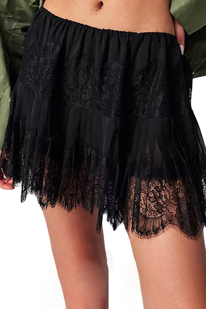 Lace Tiered Mini Skirt