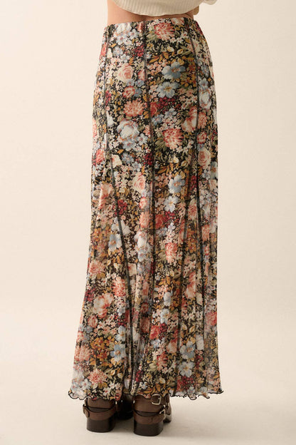 Floral Knit Inverted Seam Maxi Skirt