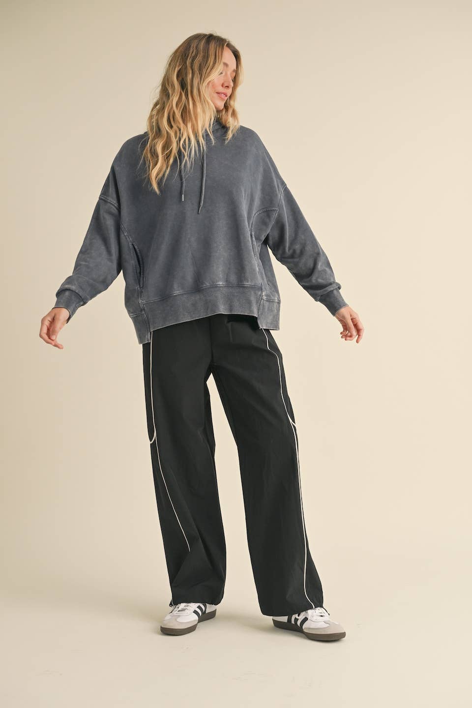 Mineral Wash Oversized Pullover Hoodie