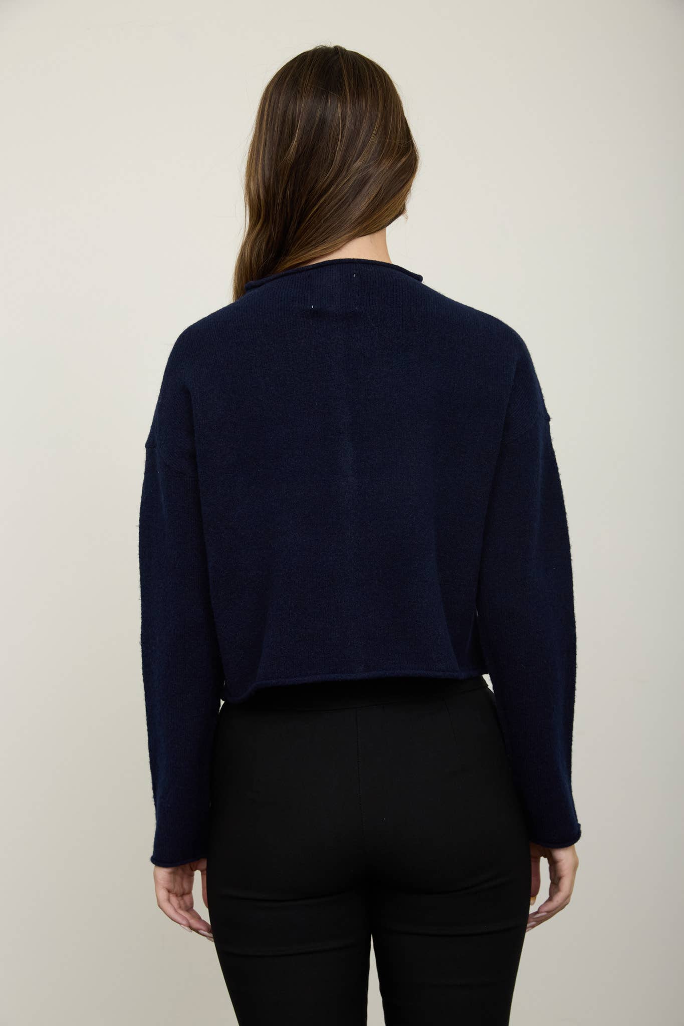 Raw Edge Mock Neck Button Down Cardigan