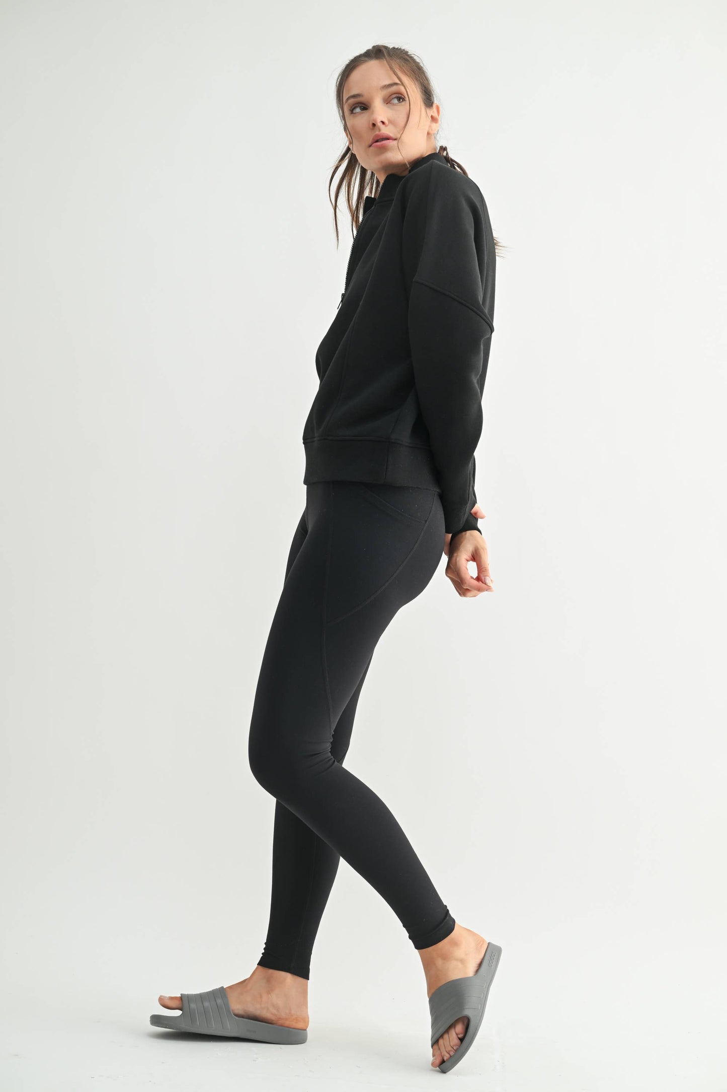 Princess Seam Quarter Zip Pullover Sweatshirt
