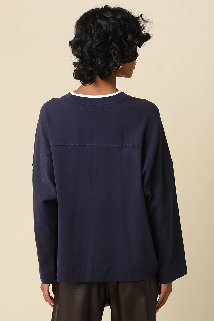 Jamie Contrast Round Neck Knit Top