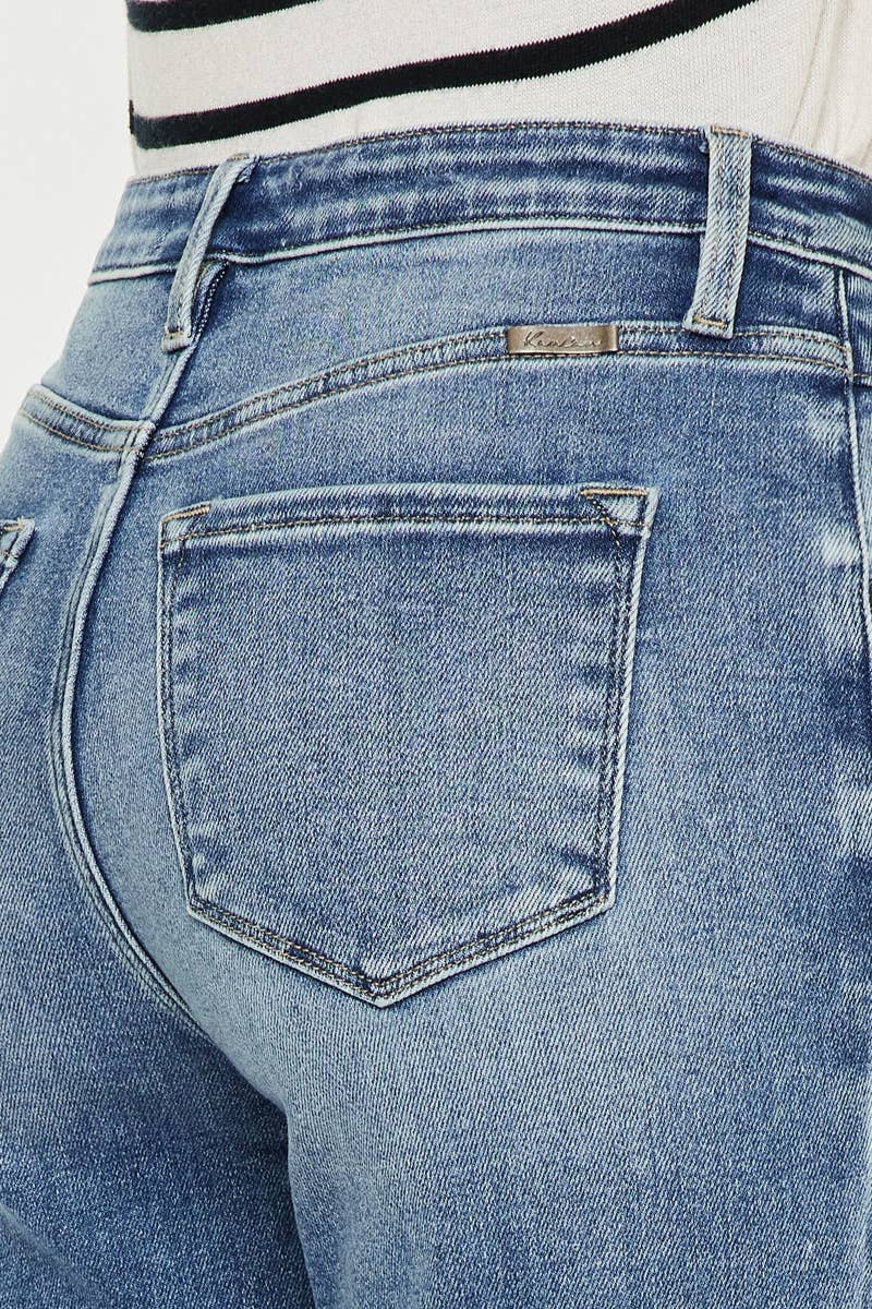 High Rise Slim Straight Cuff Jeans