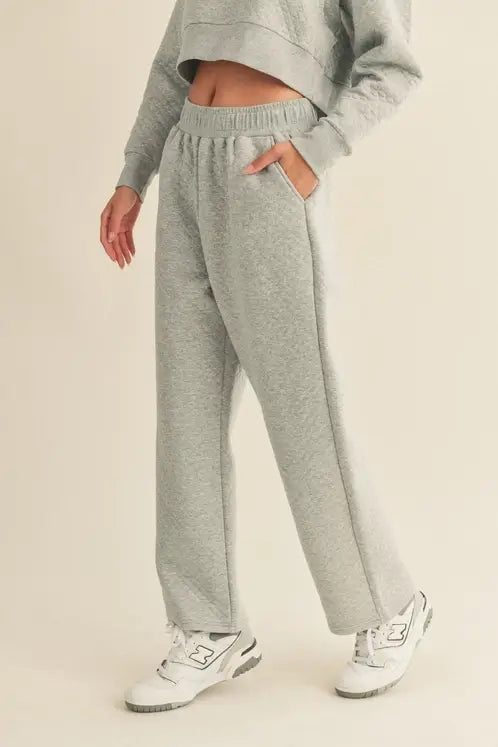 High Waist Quilted Wide Leg Pant