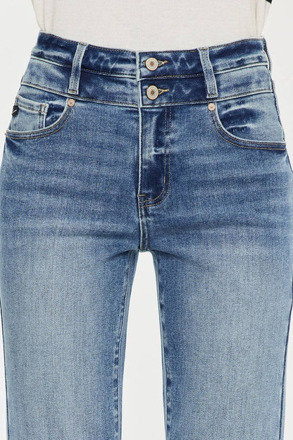 High Rise Slim Straight Cuff Jeans