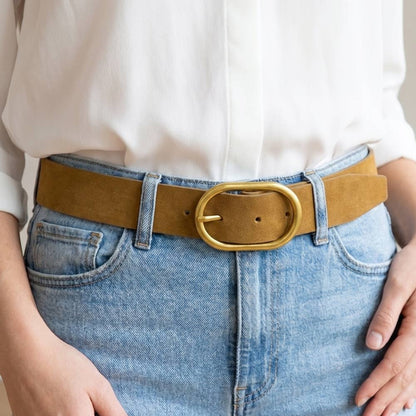 Suede Oval Concho Buckle Belt