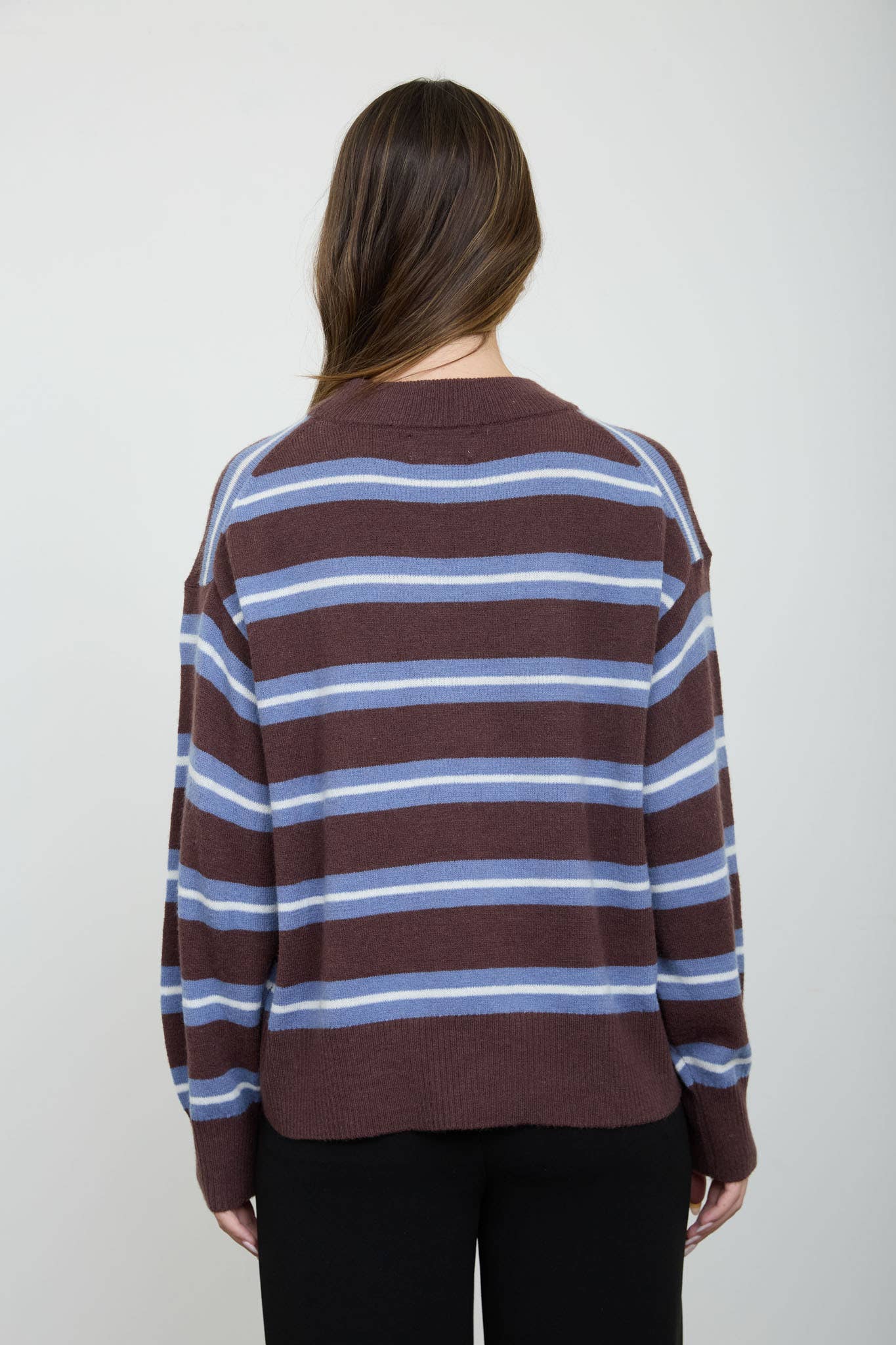 Multi-Color Stripe Crew Neck Relaxed Pullover