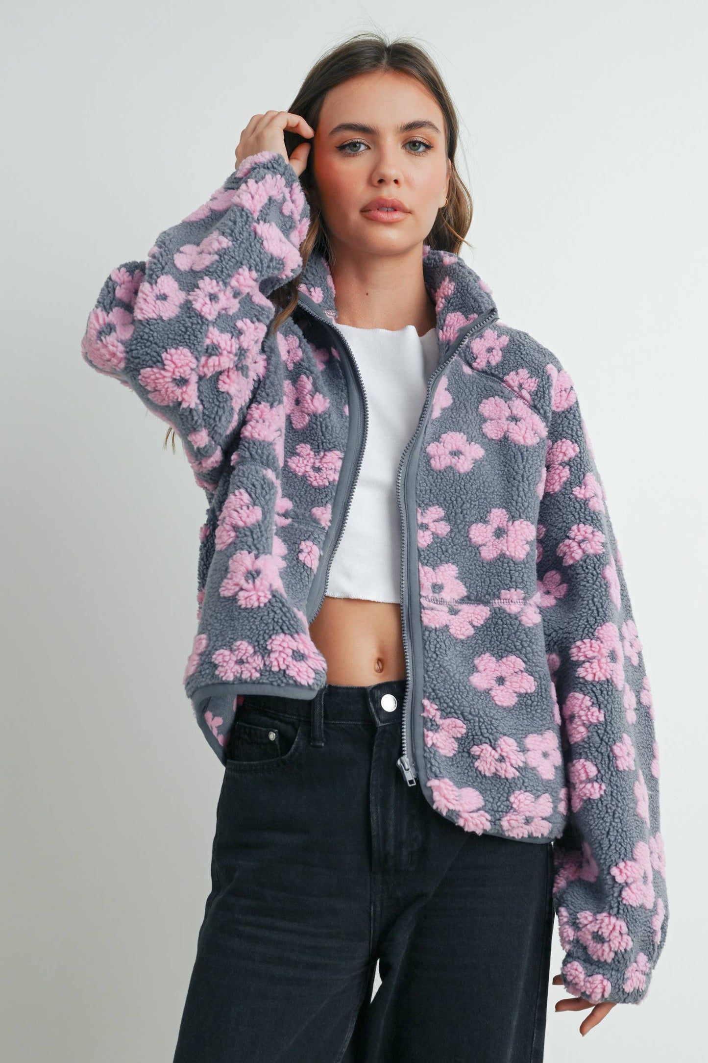 Daisy Flower Pattern Fleece Sherpa