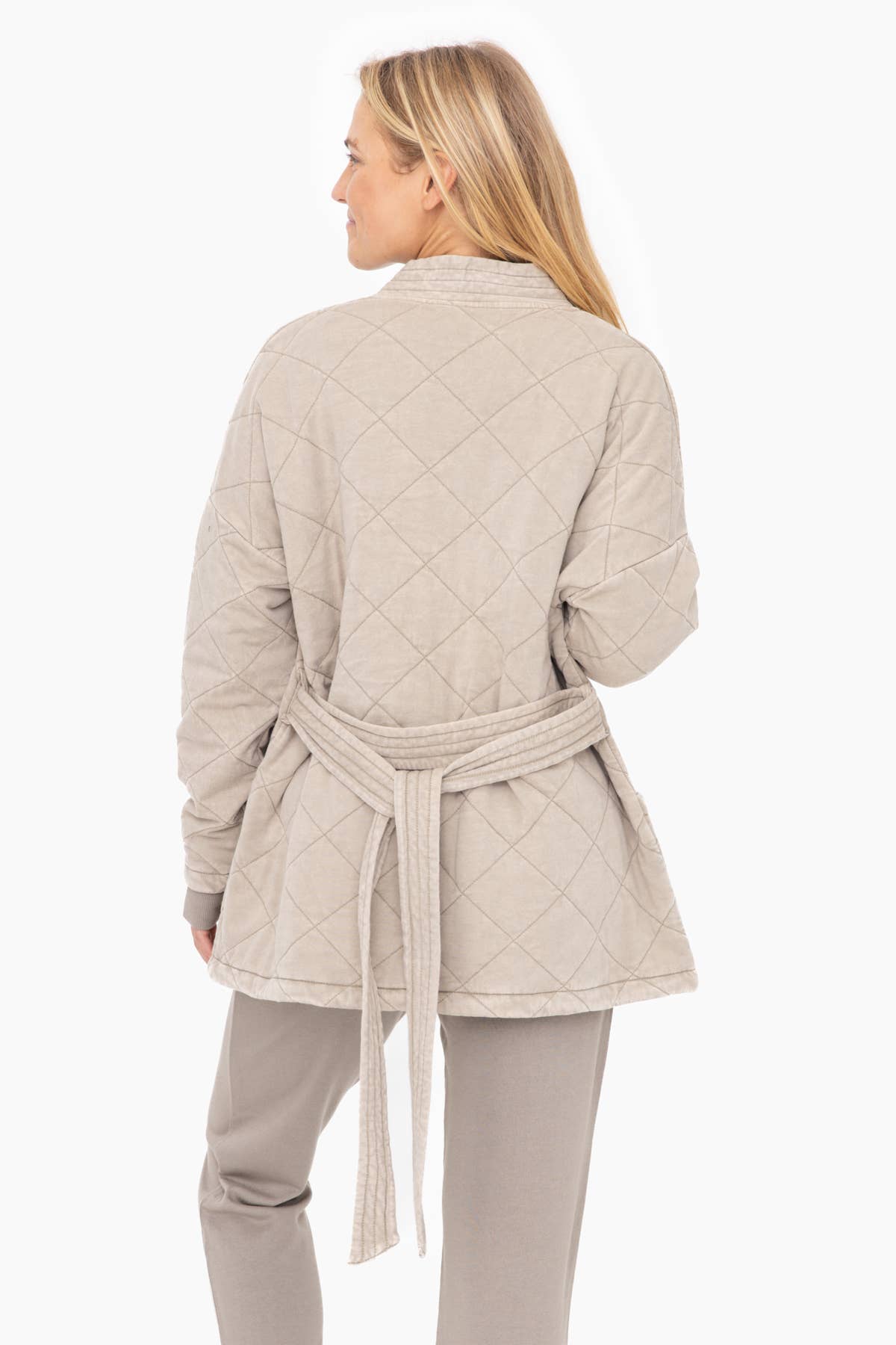 Quilted Mineral Washed Wrap Jacket