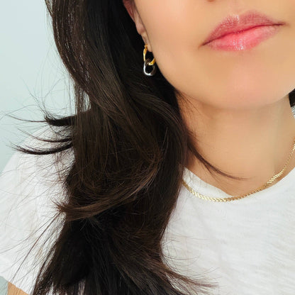 Two Tone Convertible Hoop Earrings | Waterproof, Stainless