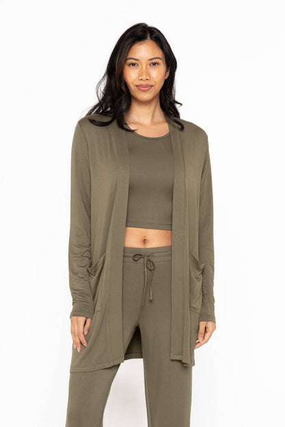Lounge Open-Front Terry Cardigan